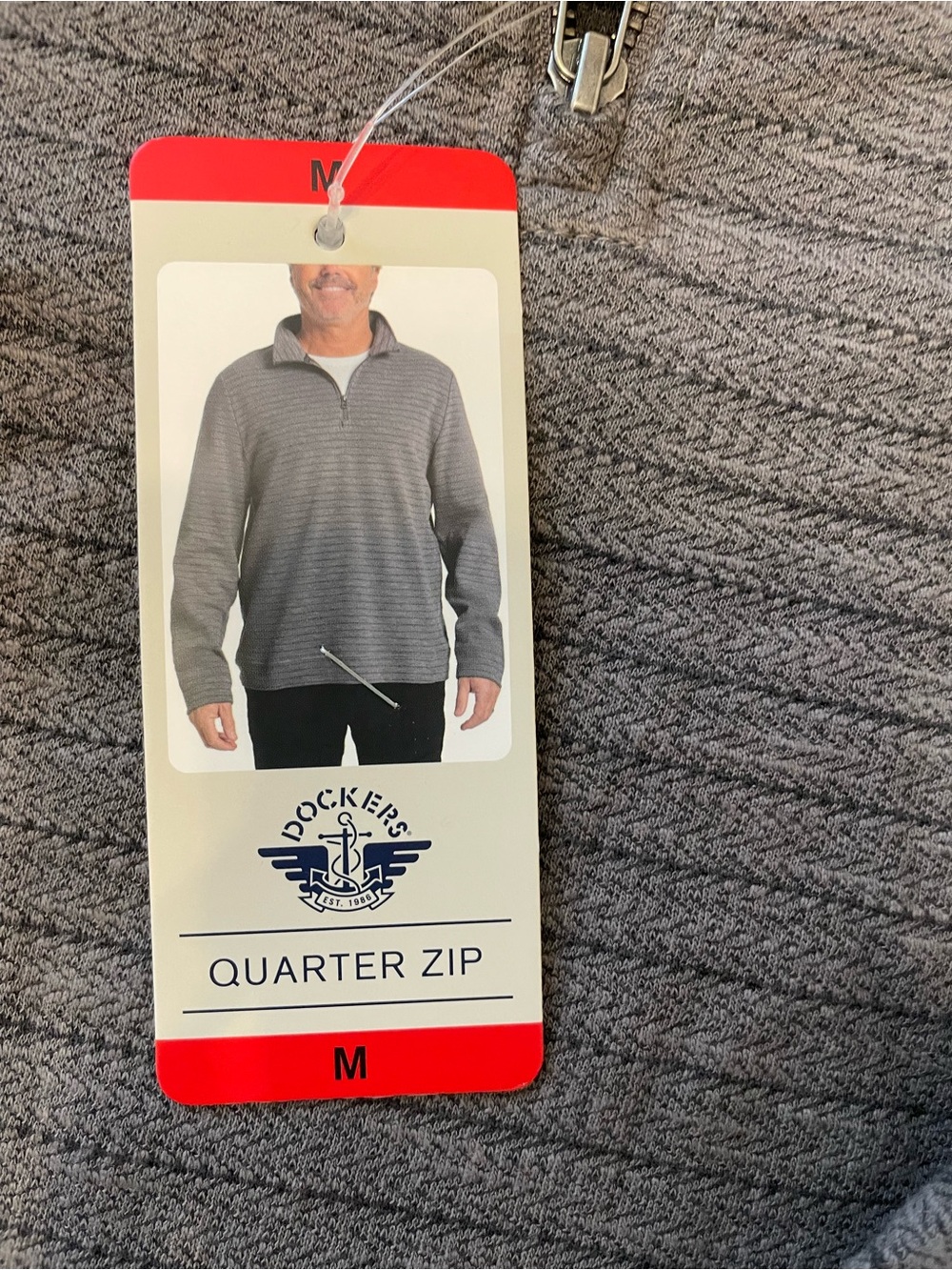 Dockers Men's Heather Gray Quarter Zip Pullover